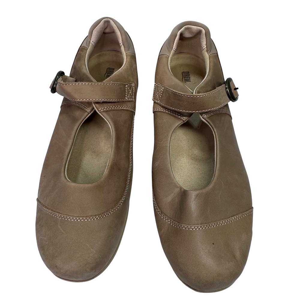 Drew Jillian Mary Jane Shoes Women 12 WW Tan Leather Buckle Comfort Orthopedic
